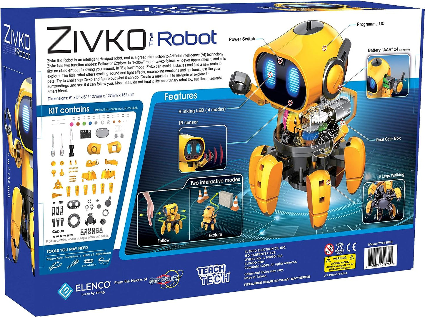 Teach Tech Zivko Robot Kit with Interactive AI Capability